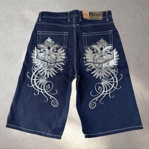 NWT VTG Tool Jeans Shorts Mens 36x14 Denim Tribal Cross Y2K Baggy Pinkman